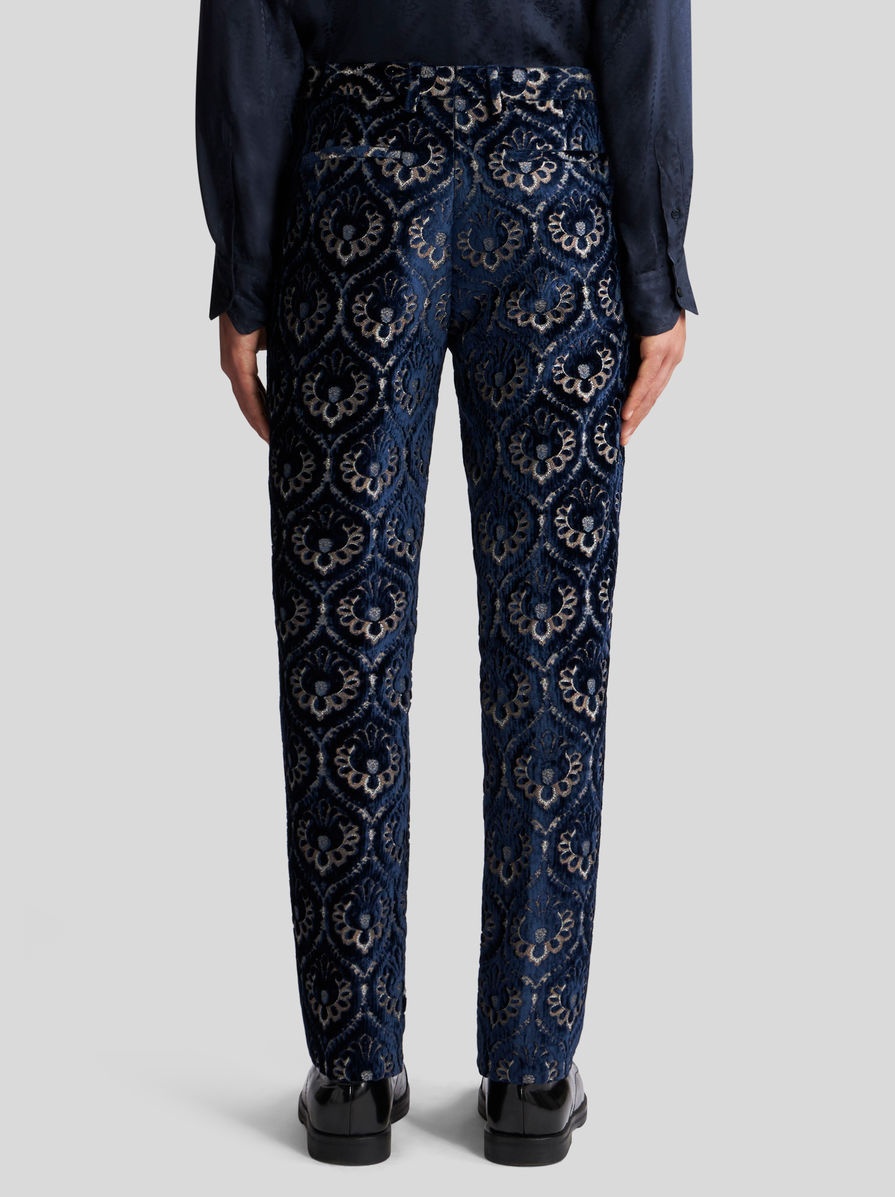 VELVET JACQUARD SLIM-FIT TROUSERS - 4