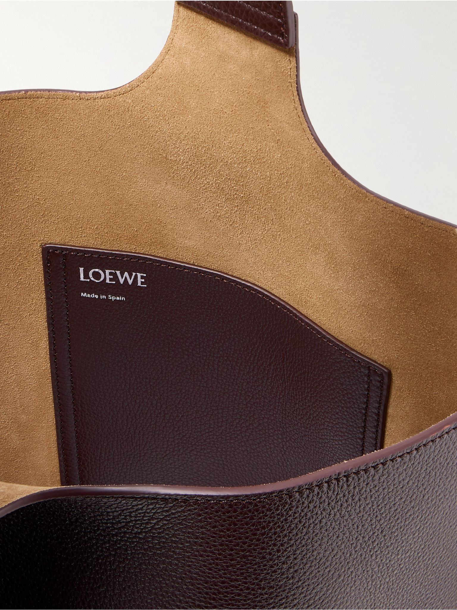 Large Pebble Leather Bucket Bag Burgundy - 5