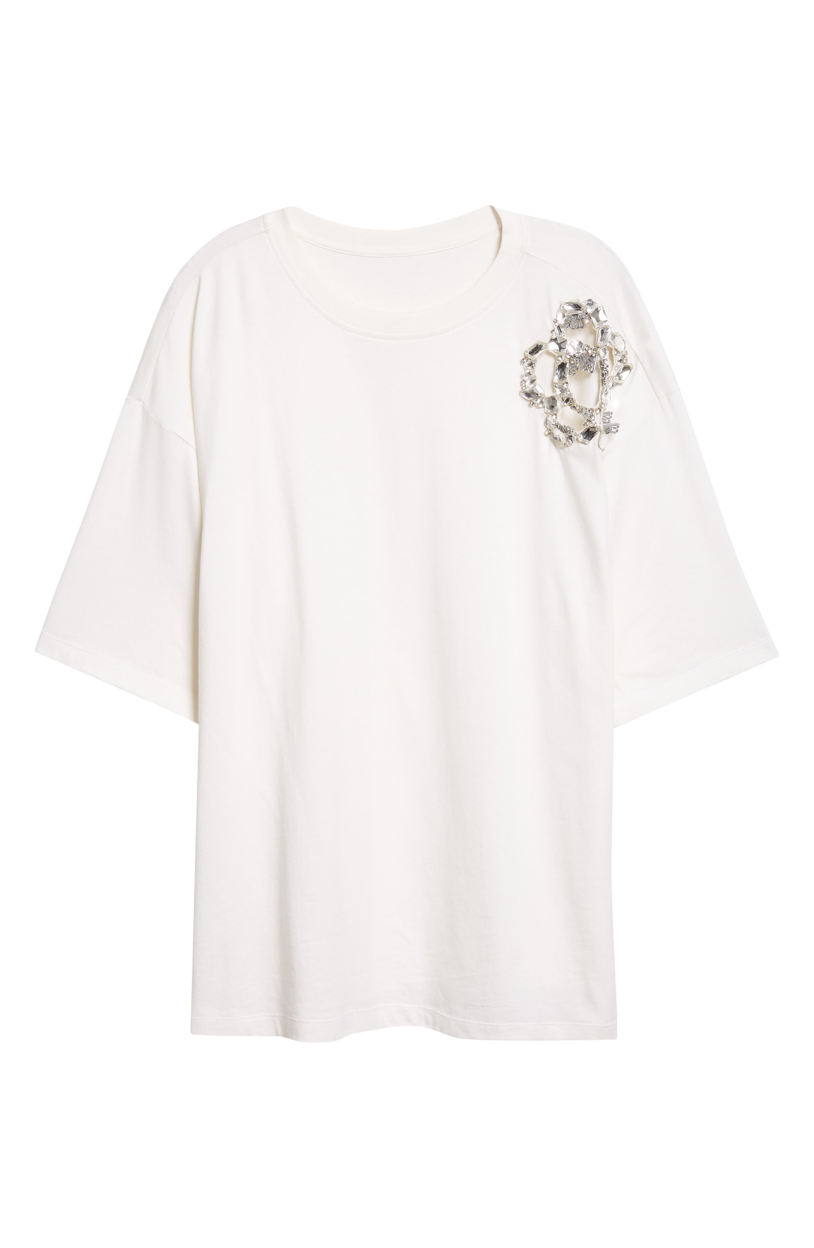 Area Crystal Cluster Flower T-Shirt in White at Nordstrom - 6