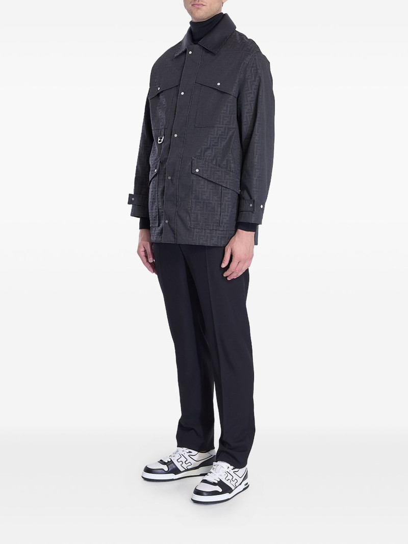 FENDI FF-pattern leather-trimmed jacket outlook