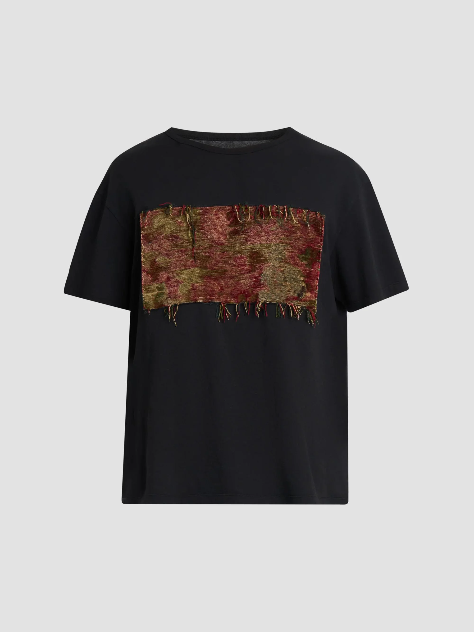 Men's Tapestry Patch Cotton Crewneck T-Shirt - Black - 1