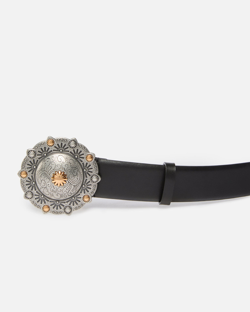 LEATHER BELT WITH JEWEL MEDALLION, 4CM 5