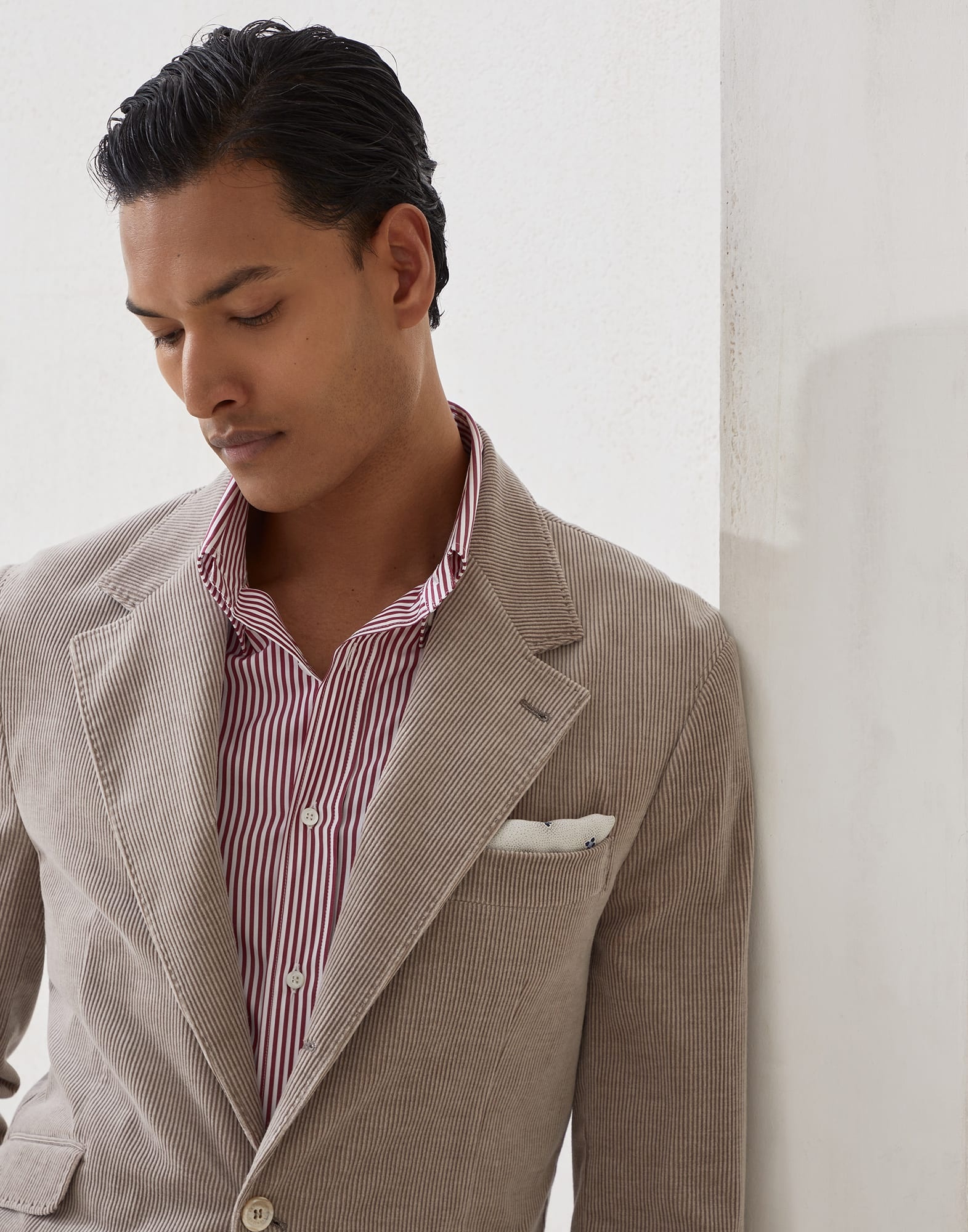 Comfort cotton and cashmere corduroy deconstructed Cavallo blazer - 3