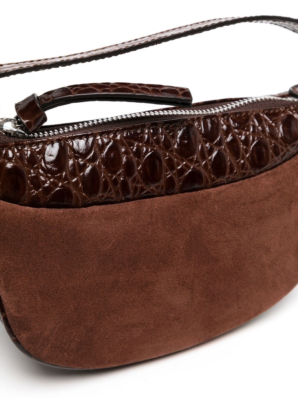 suede crocodile shoulder bag - 4