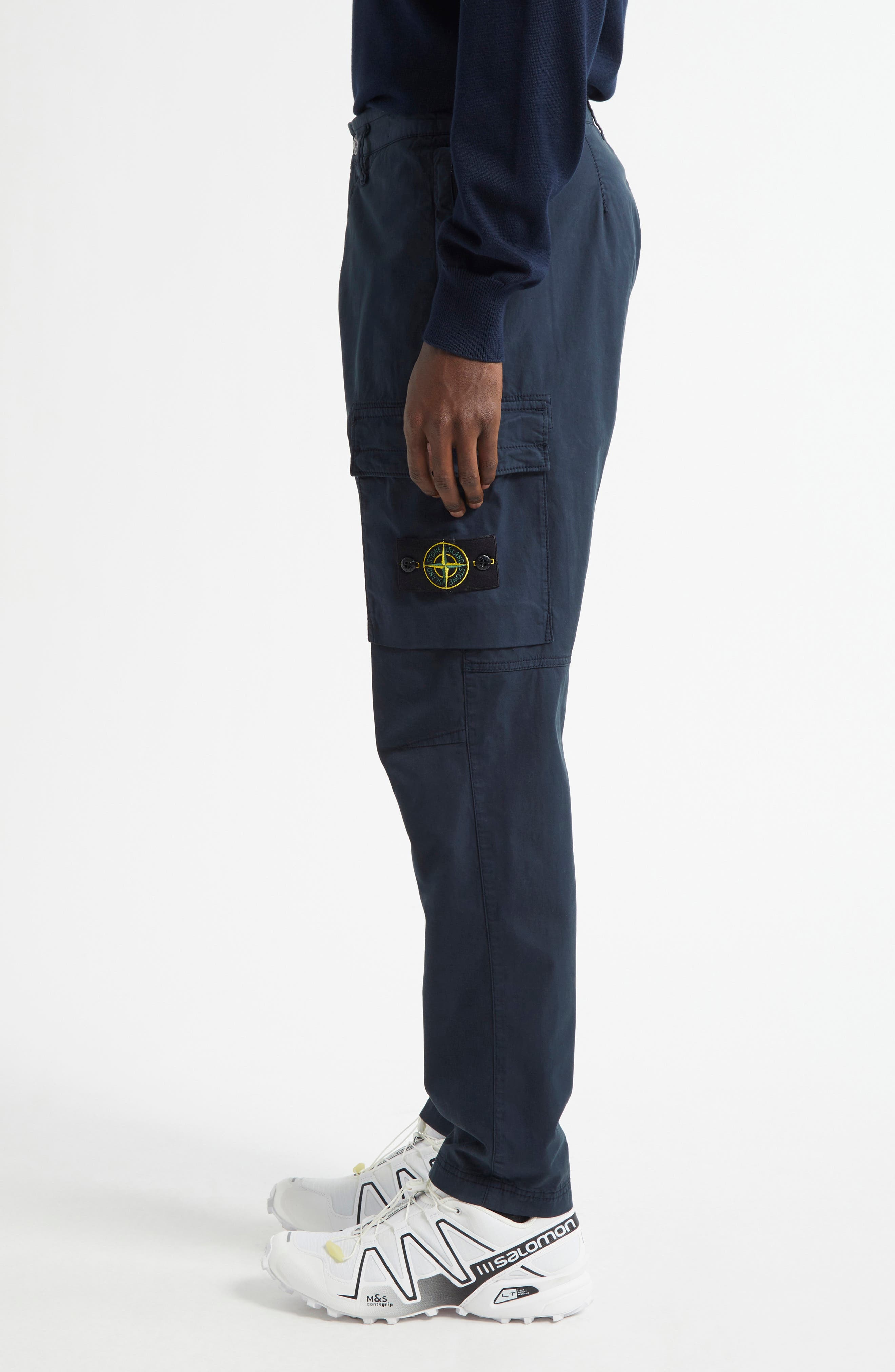 Stone Island Stretch Cotton Cargo Trousers in Navy Blue at Nordstrom - 4