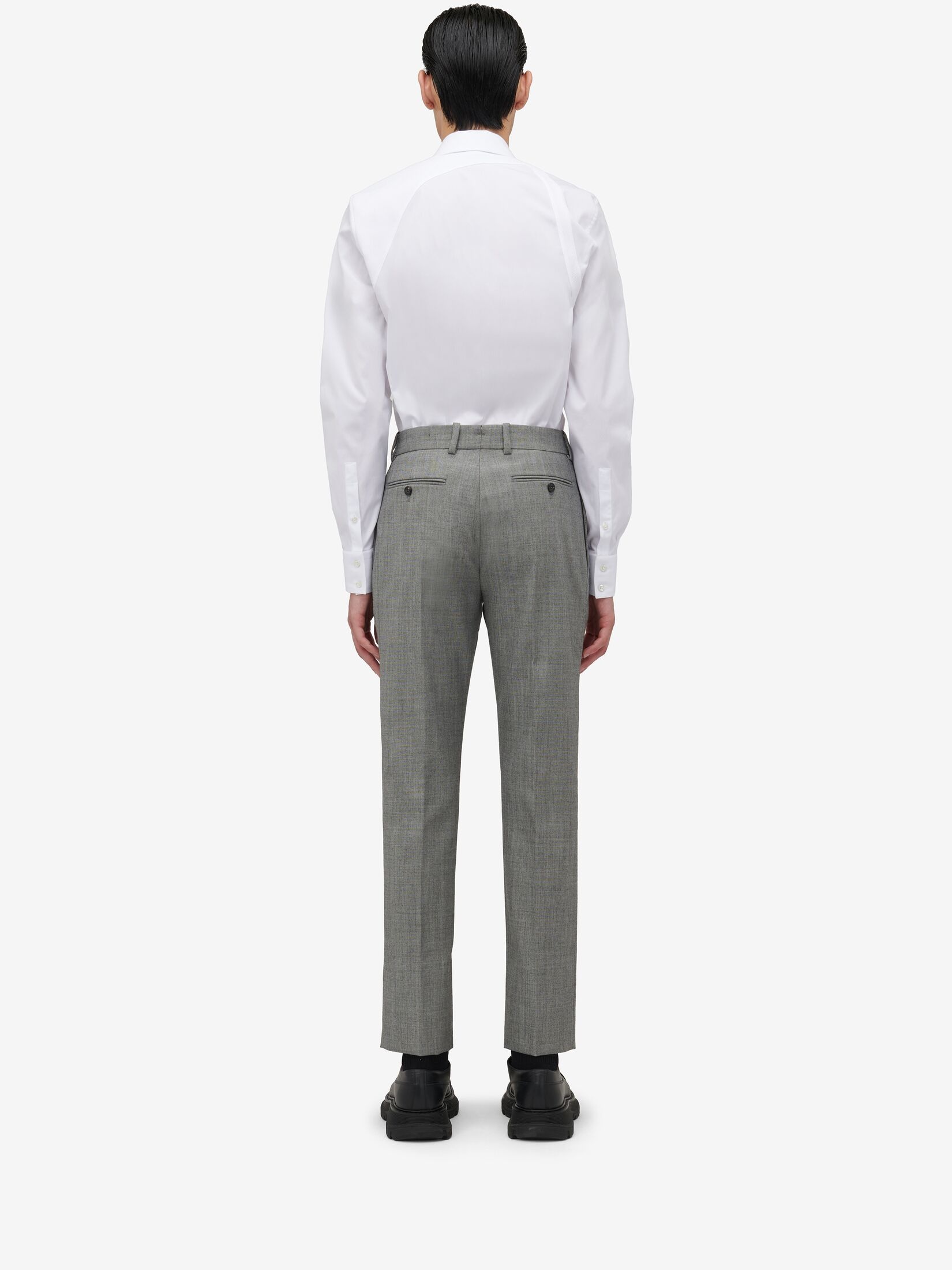 Men's Tailored Cigarette Trousers in Shark Grey - 4