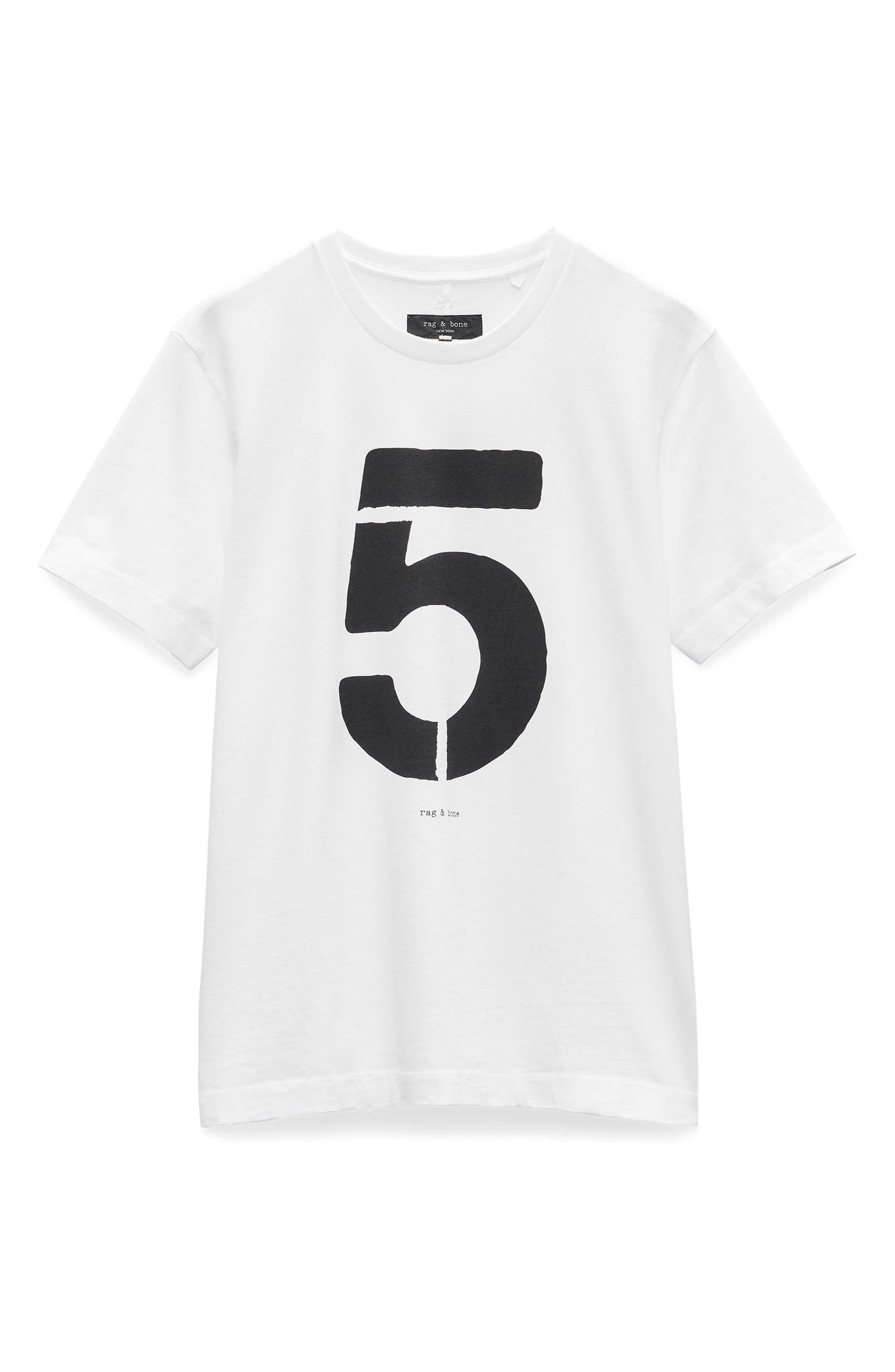rag & bone Number Five Graphic T-Shirt in Washed White at Nordstrom - 5