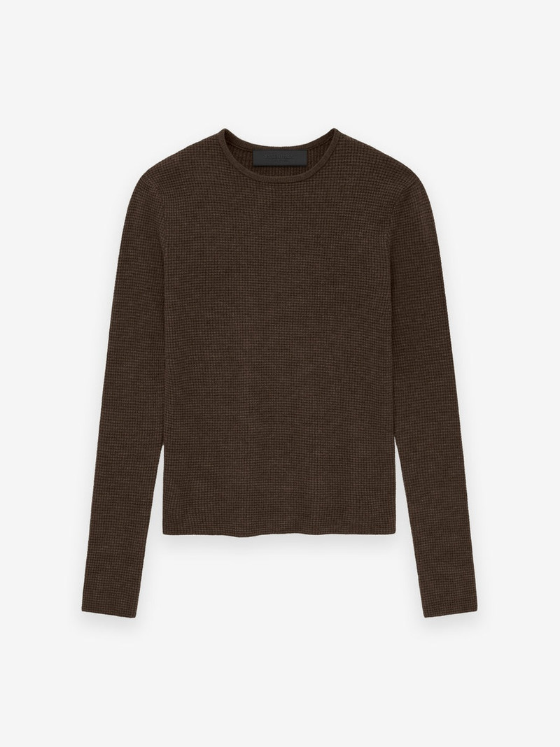 Women's Waffle Fitted Long Sleeve Sweater 1