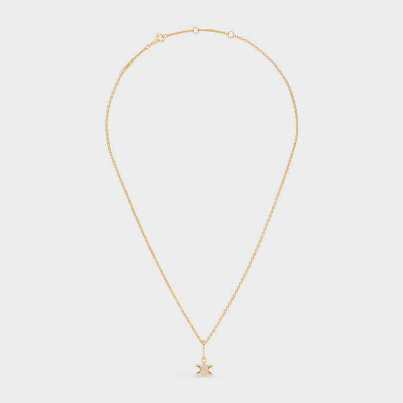 Triomphe Solitaire Sparkle Necklace in Strass and Brass with Gold Finish 1