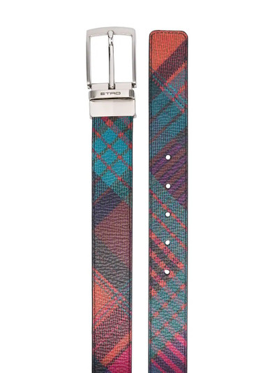 Etro reversible tartan-check leather belt outlook