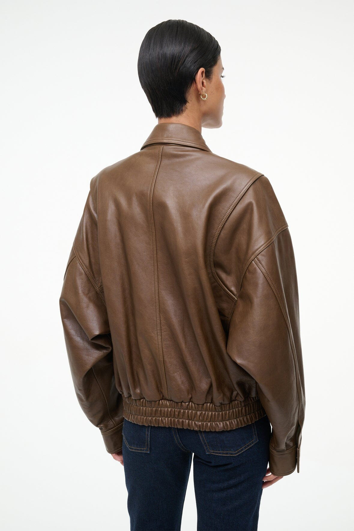 STAUD EUGENE LEATHER JACKET TRUFFLE - 5