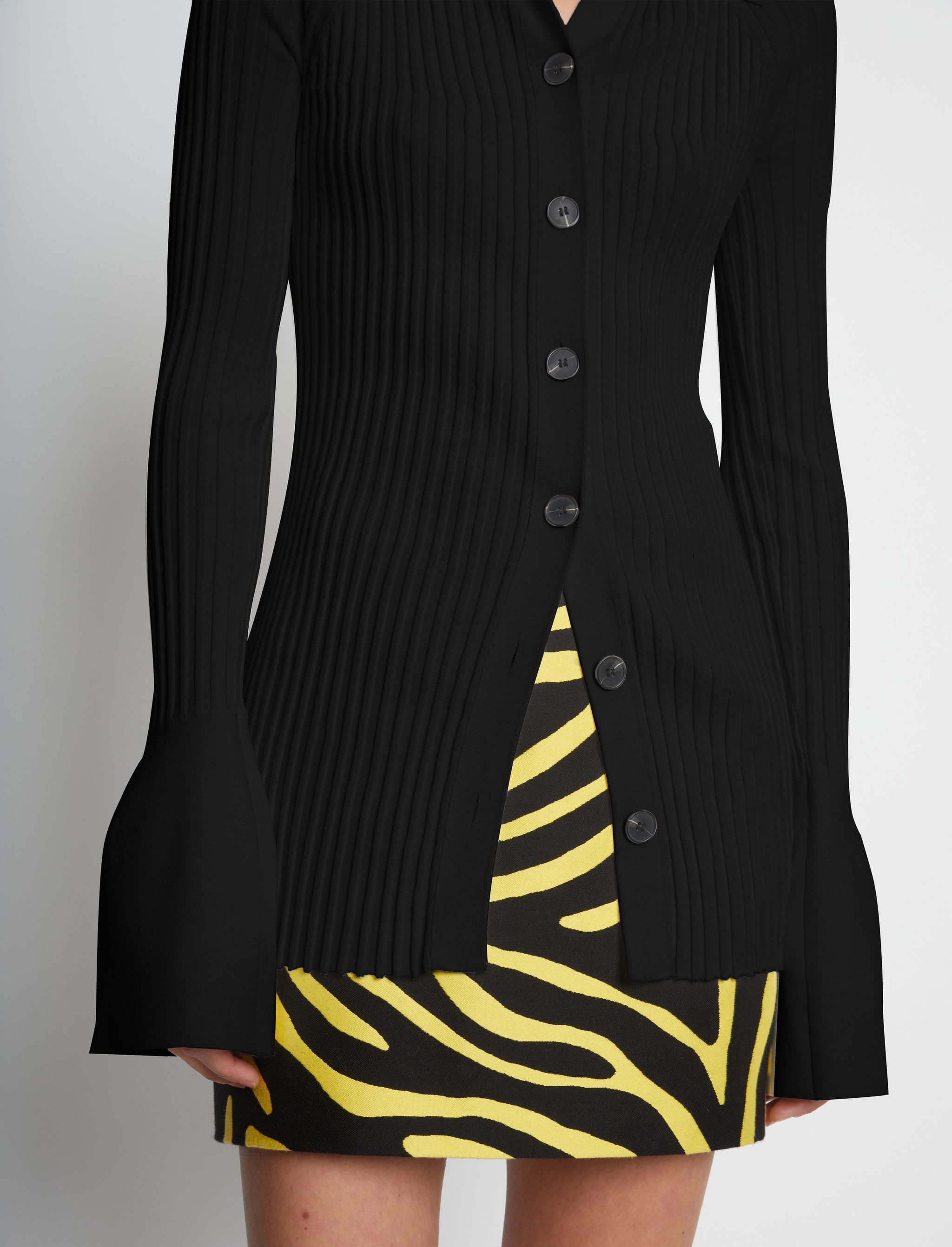 Rib Knit Collared Cardigan - 6