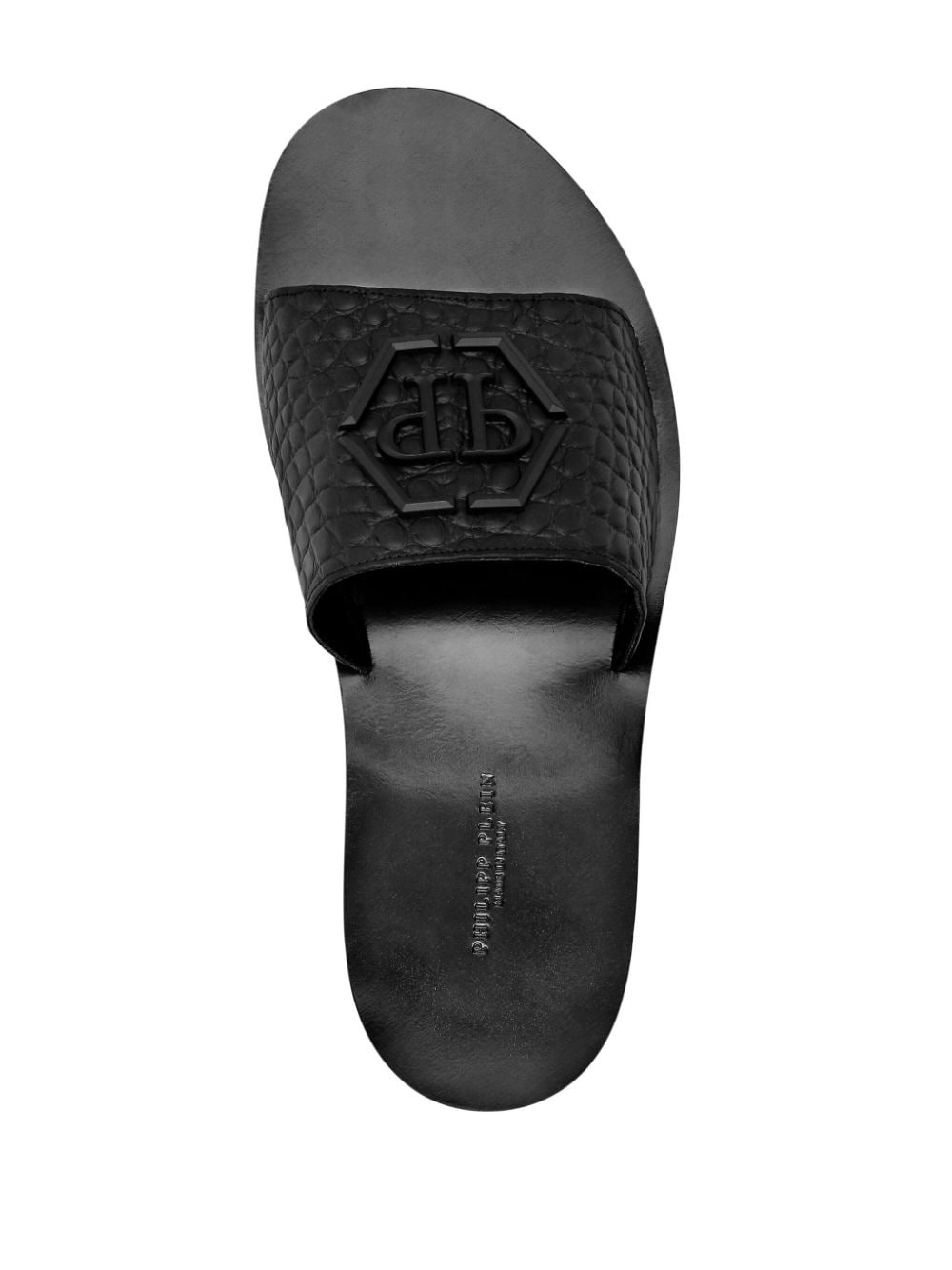crocodile-embossed leather sandals - 3