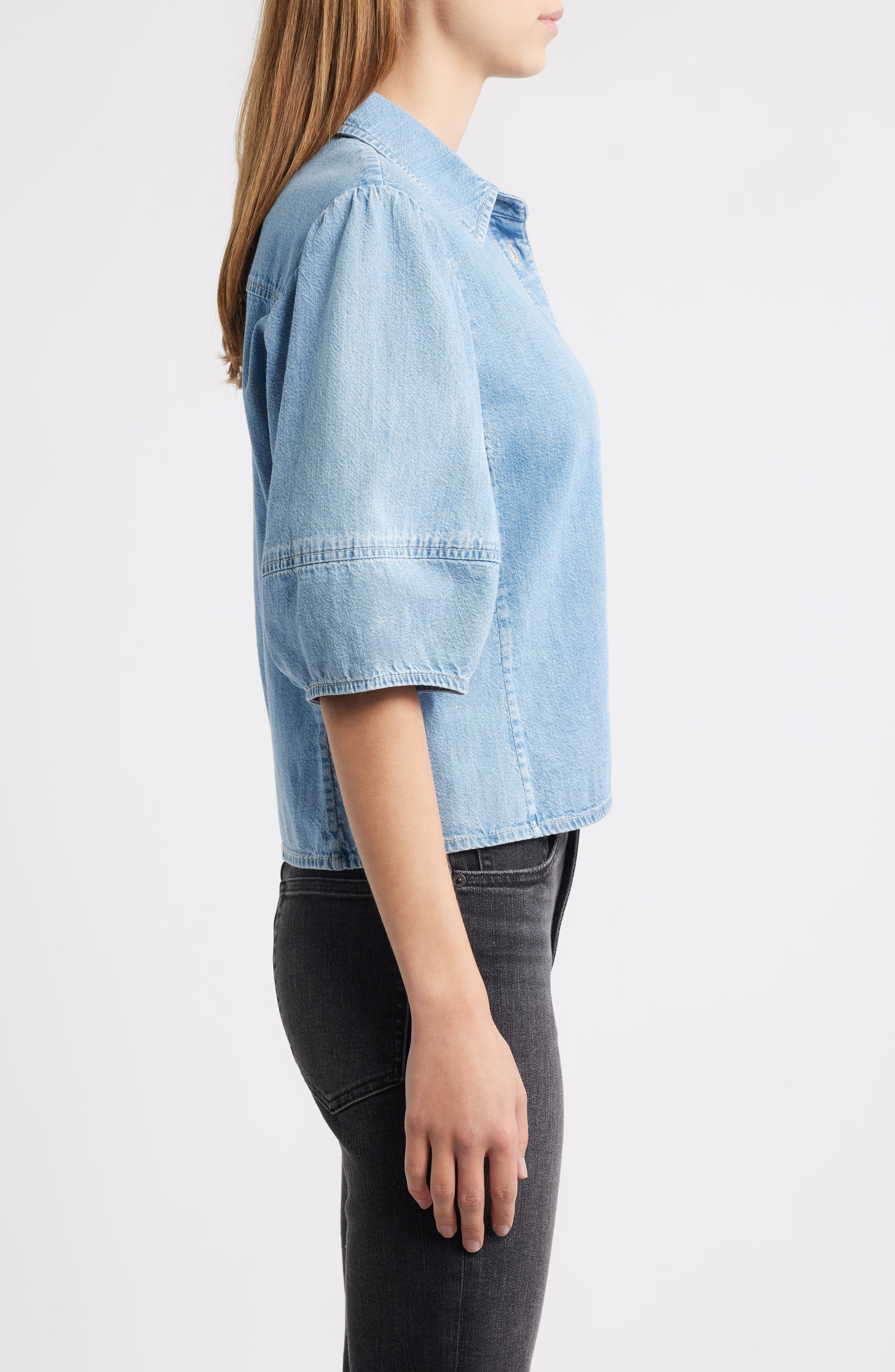 FRAME The Lantern Chambray Button-Up Shirt in Aphrodite at Nordstrom - 3