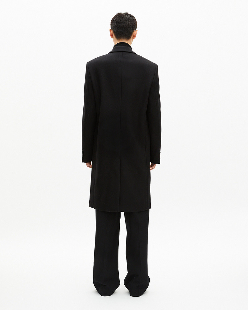 BLACK LEATHER LAPEL COLLAR COAT 3