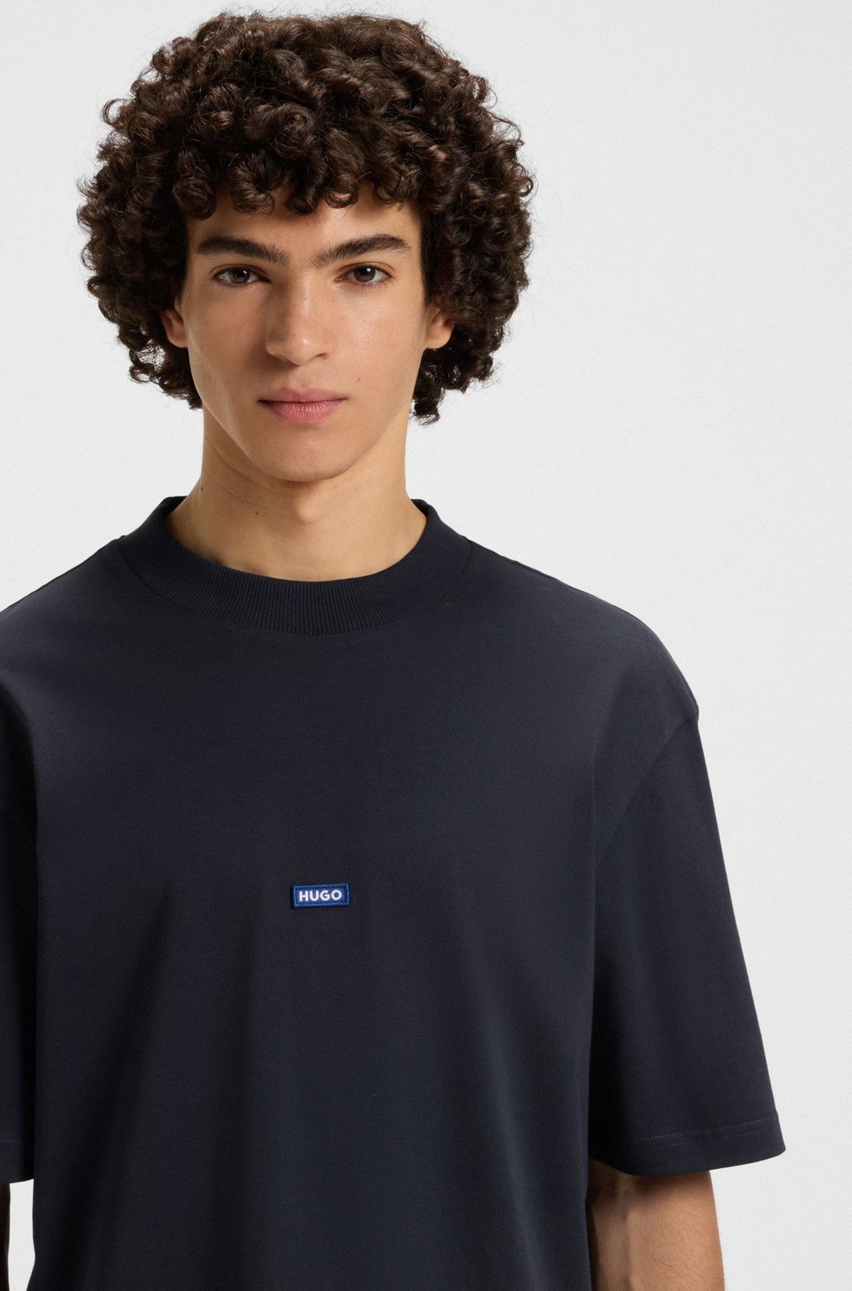 REGULAR-FIT COTTON-JERSEY T-SHIRT WITH BLUE LOGO PATCH - 3