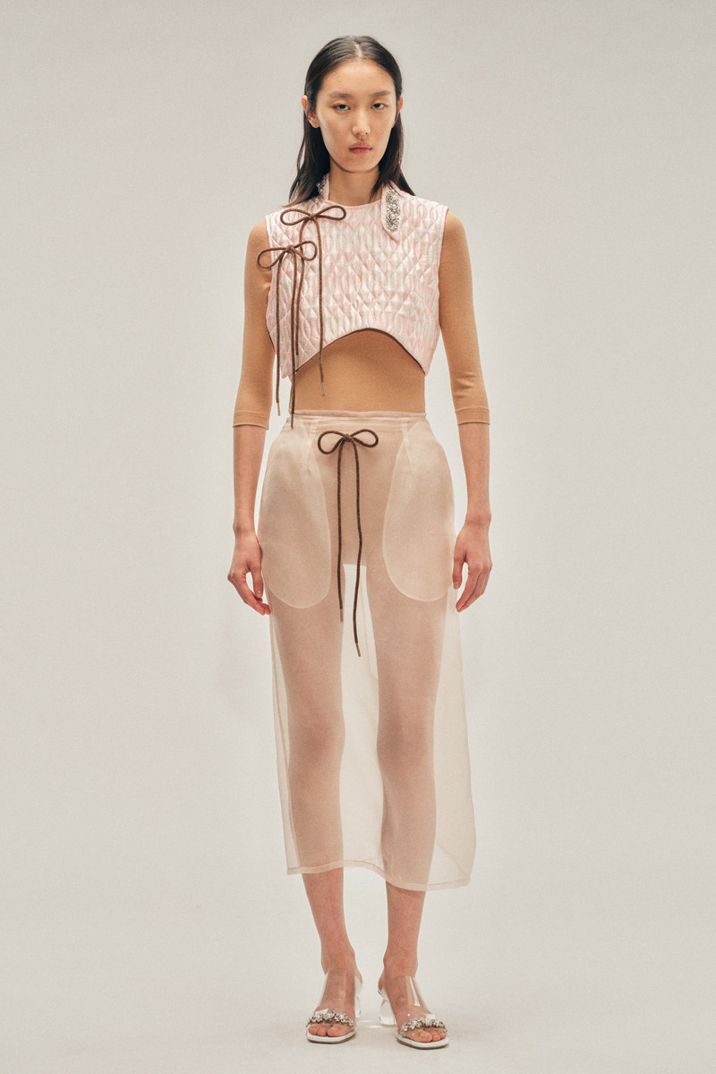 Simone Rocha Embellished Quilted Offset Fragment Collar Top outlook