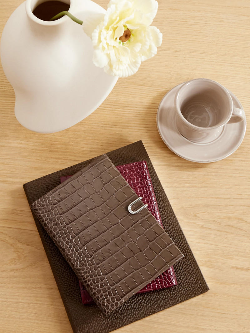 Smythson Panama Mara Croc-effect Leather Diary outlook