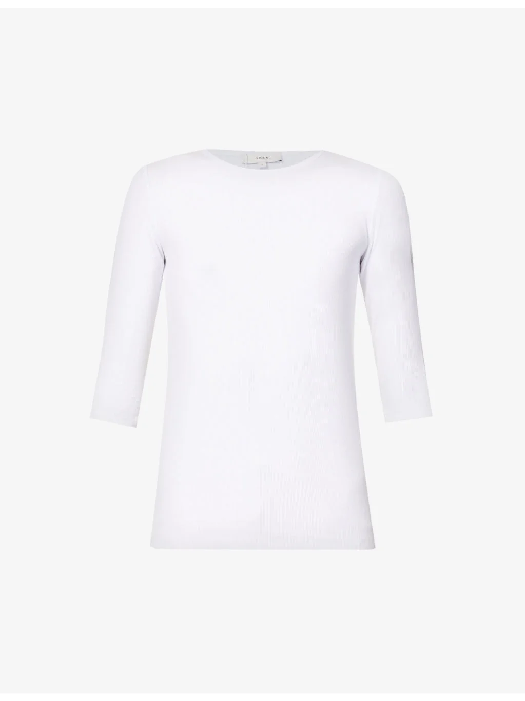 Three quarter-length sleeve ribbed stretch-woven top - 1