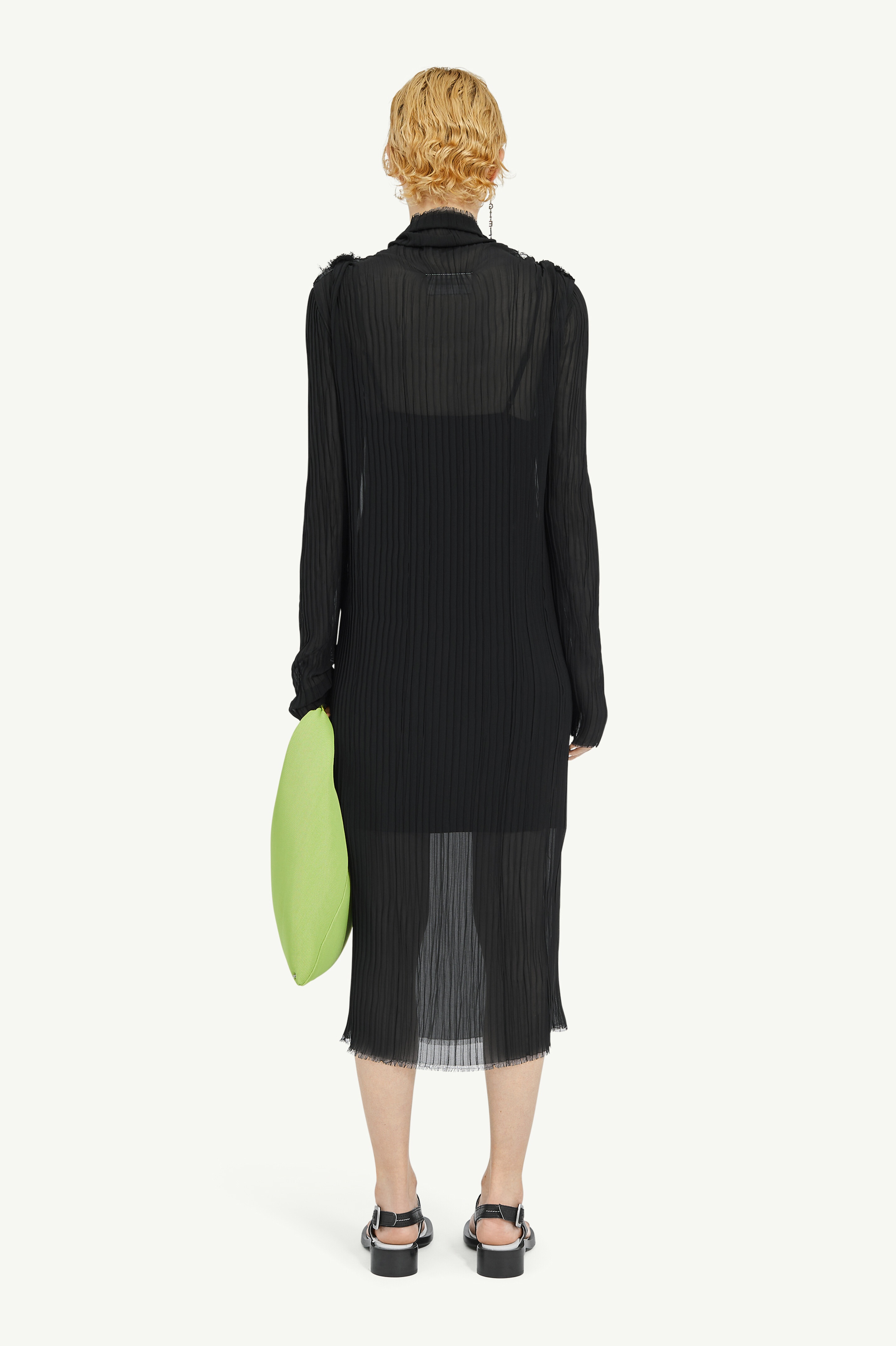 Sheer Plissé Midi Dress - 4