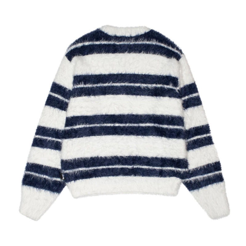 Stüssy Stussy Hairy Stripe Crew Sweater 'Ivory/Navy' outlook