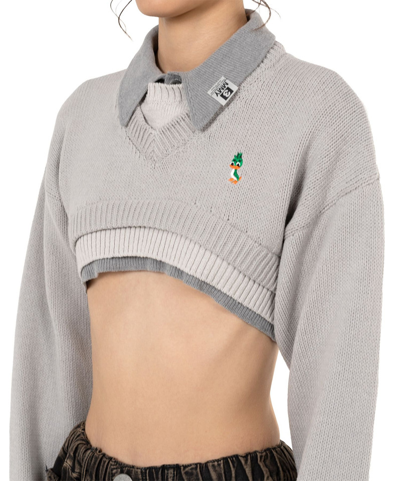 Triple Layered Cropped Knit Sweater 13