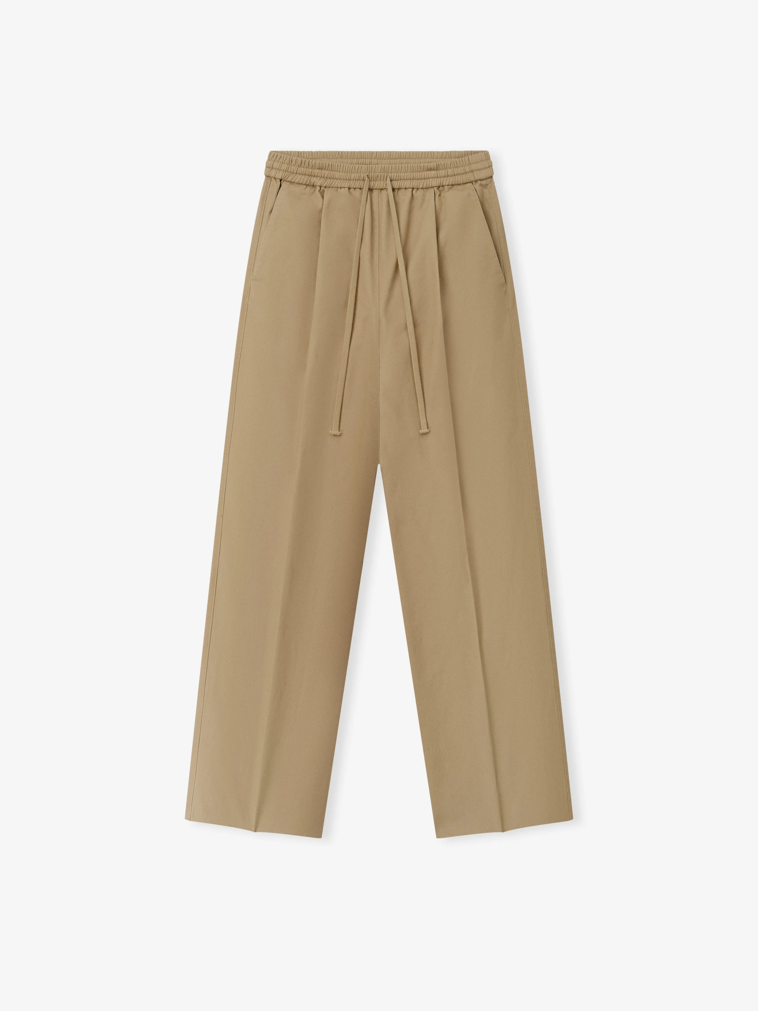 Womens Cotton Twill Pleat Front Drawstring Pant - 1