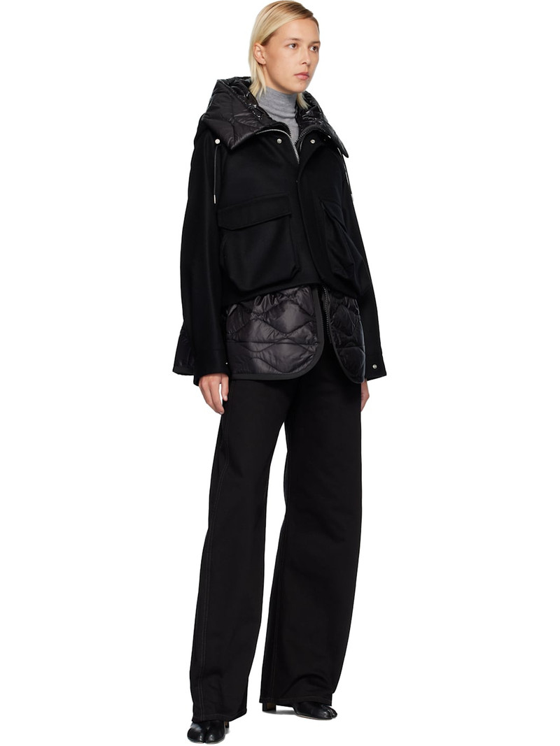 sacai Black Wool Melton Blouson Coat outlook