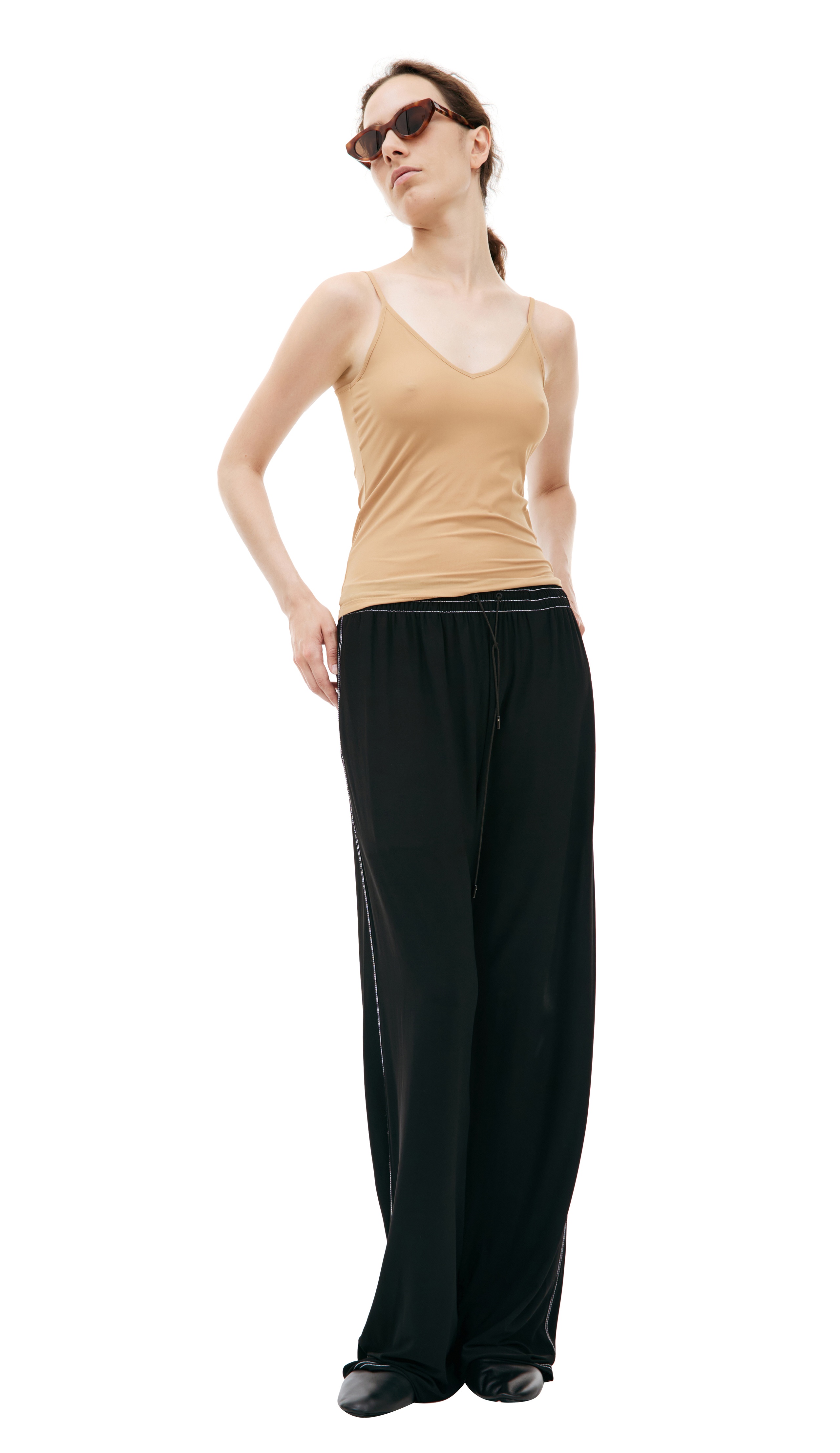 BEIGE V-NECK TOP - 3