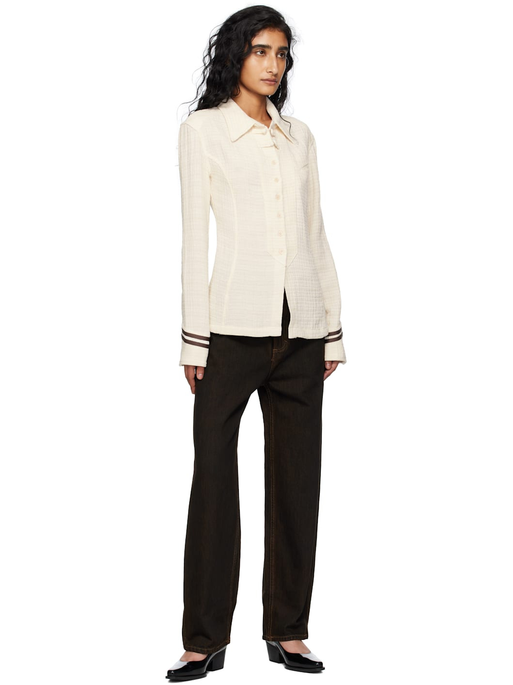 Beige Sailor Cuffs Shirt - 4