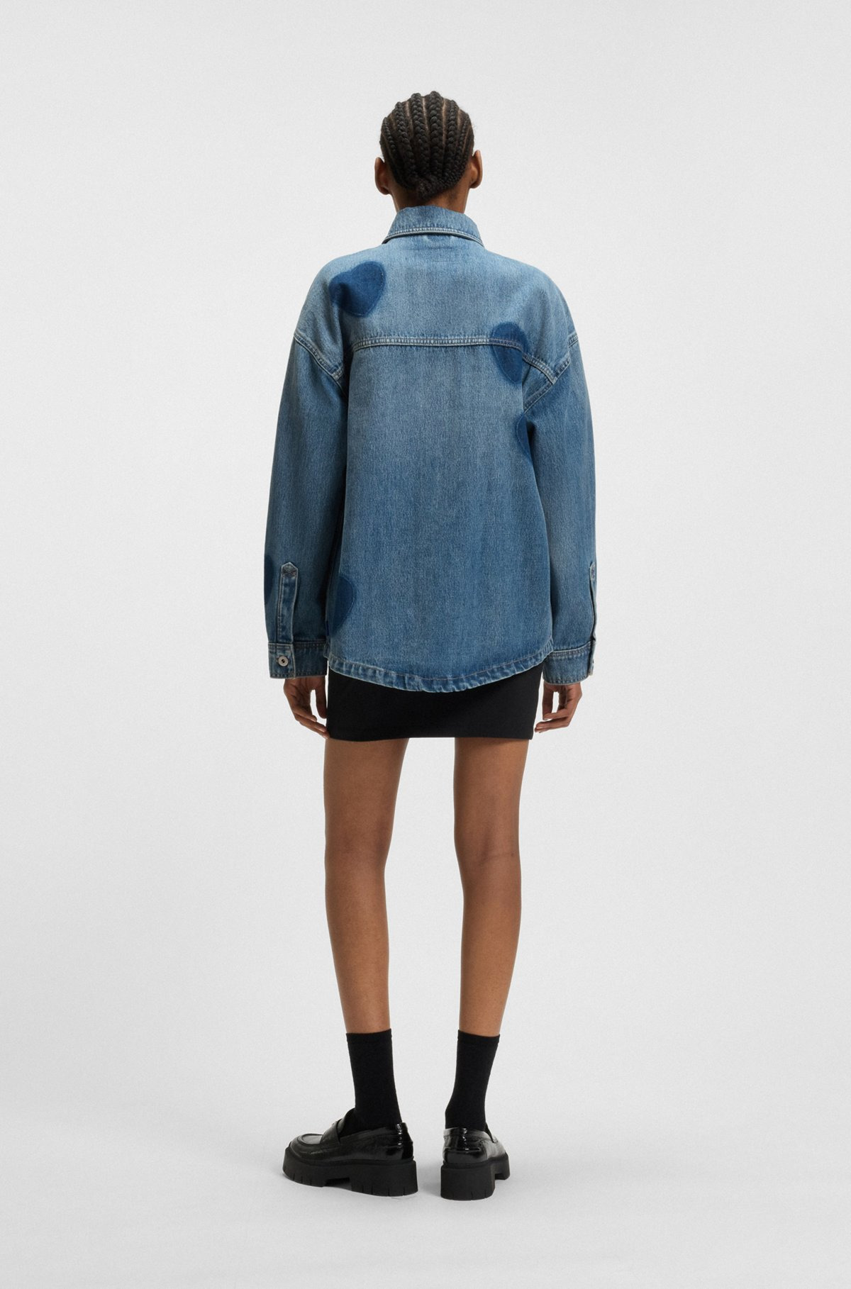 RIGID-DENIM SHIRT WITH PRINTED HEARTS - 4