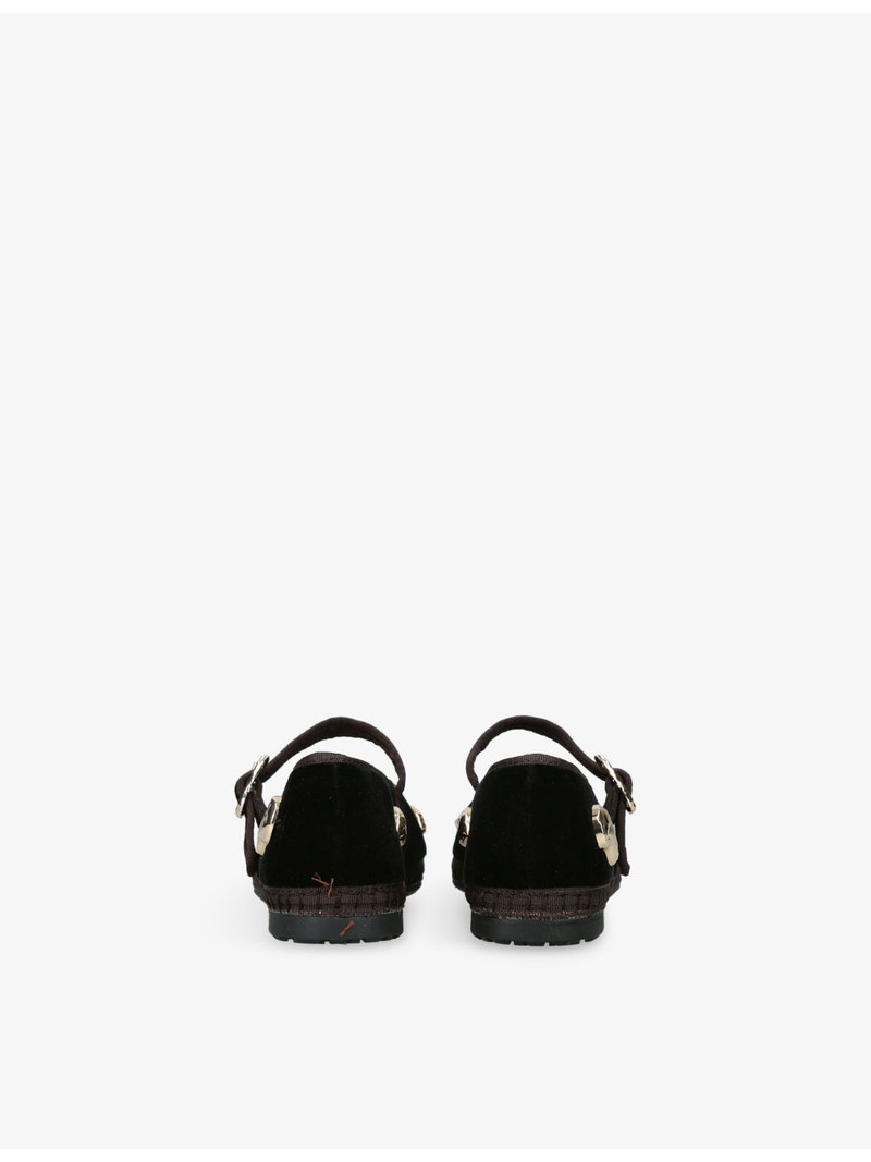 FLABELUS Mae Pierre Jewel Velvet Mary-Jane Flats outlook