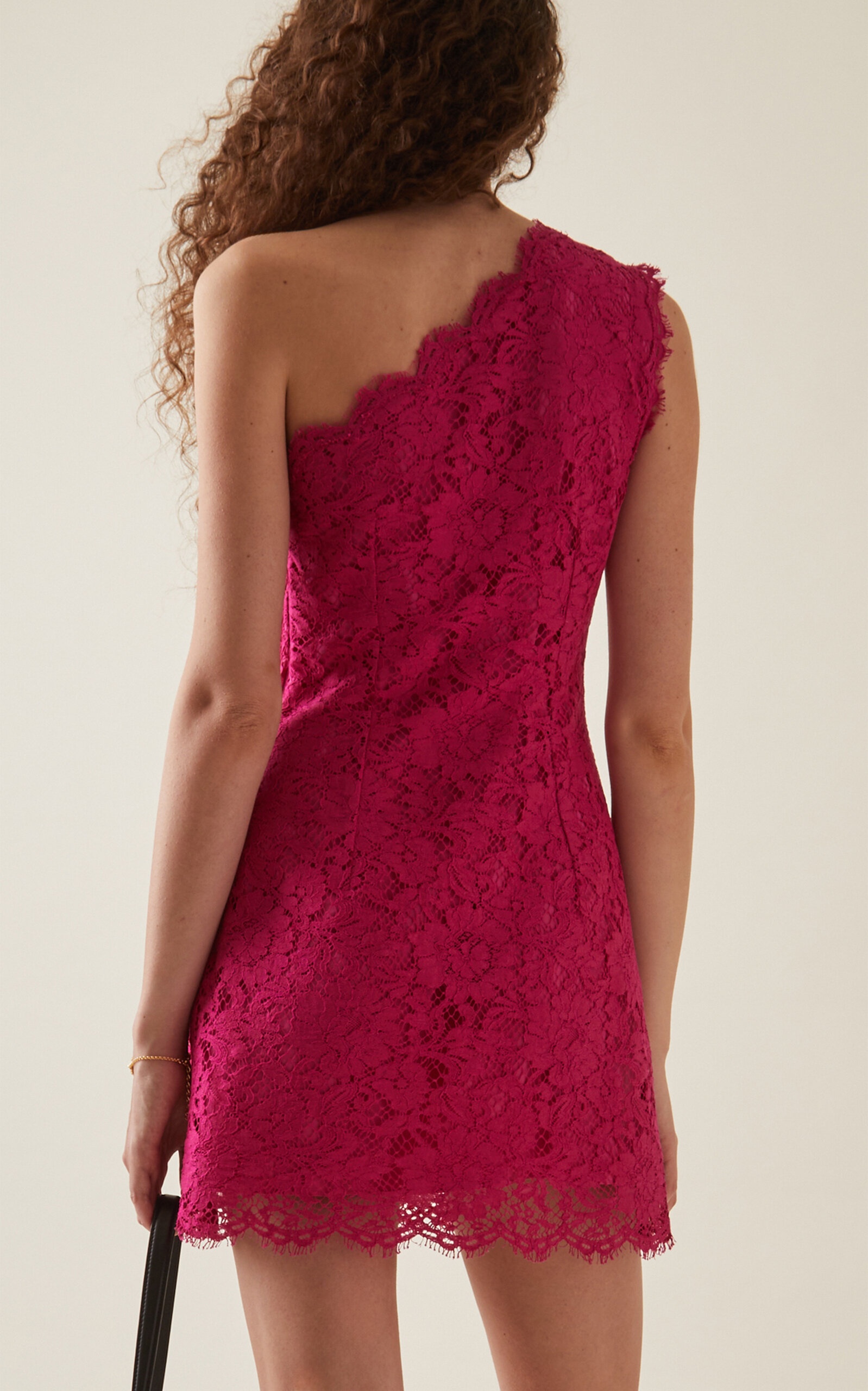 Asymmetric Cotton Lace Mini Dress pink - 4