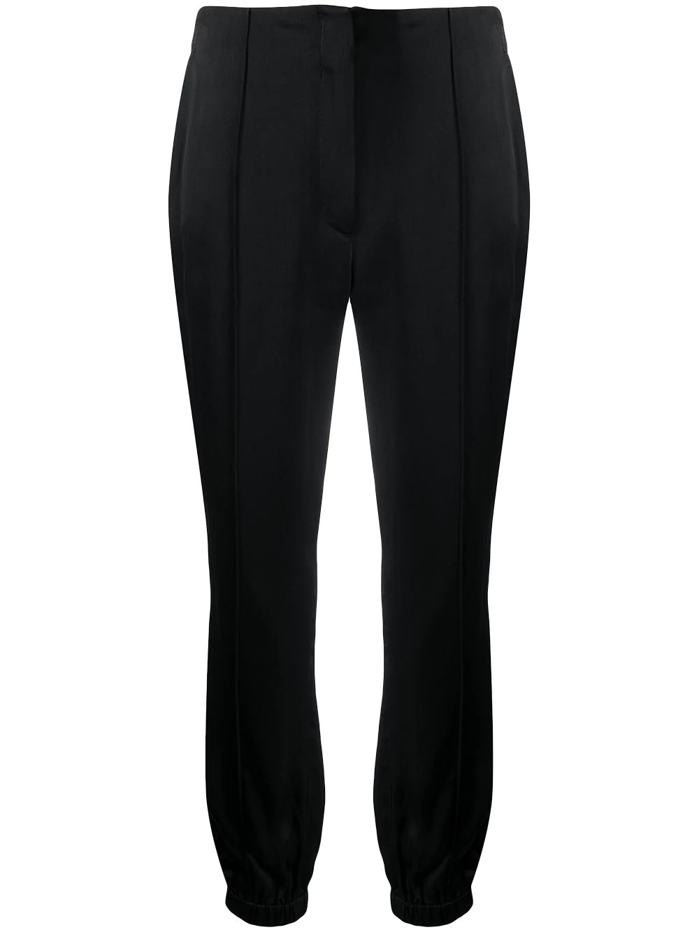 slim-fit cropped satin trousers - 1