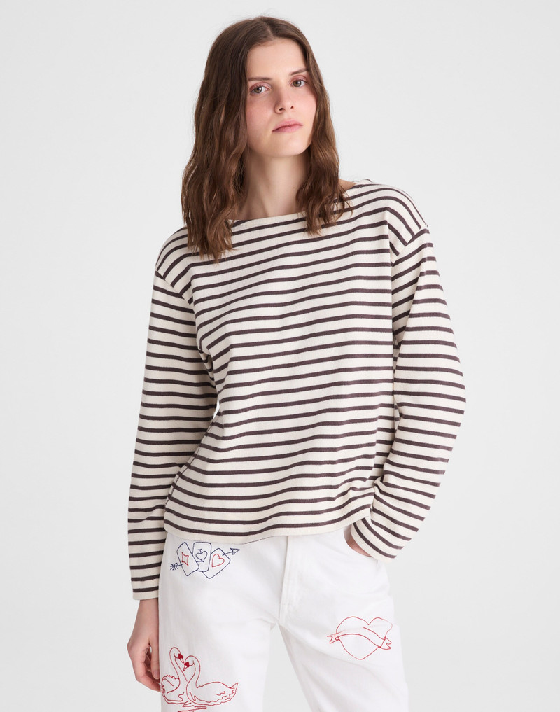 Striped Boatneck Long-Sleeve Tee 2