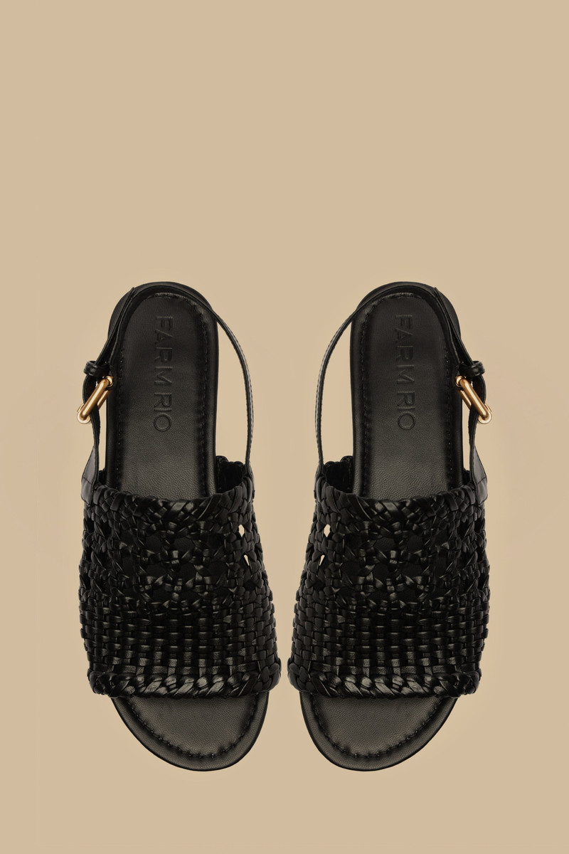 Black Woven Flatform Sandal 3