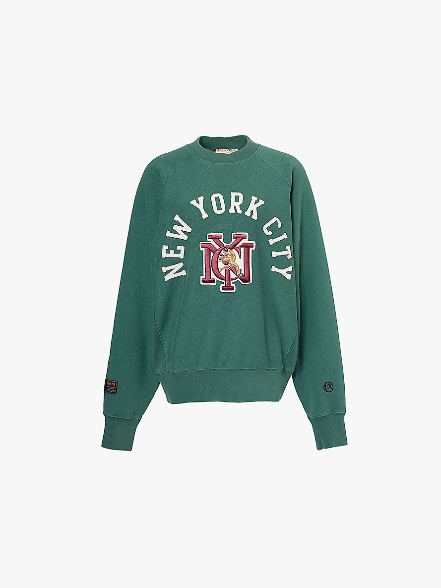 NYC-embroidered relaxed-fit cotton-blend jersey sweatshirt - 1