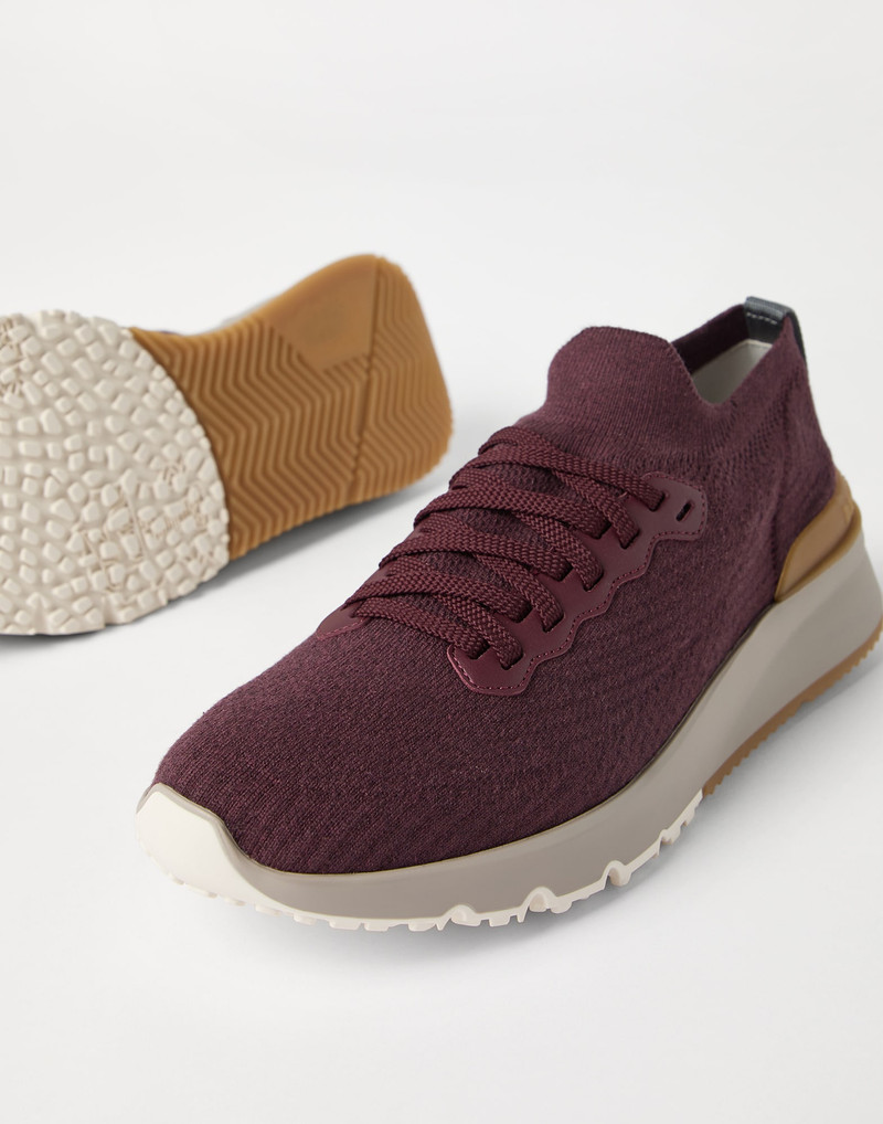 Cotton knit and semi-polished calfskin runners 3