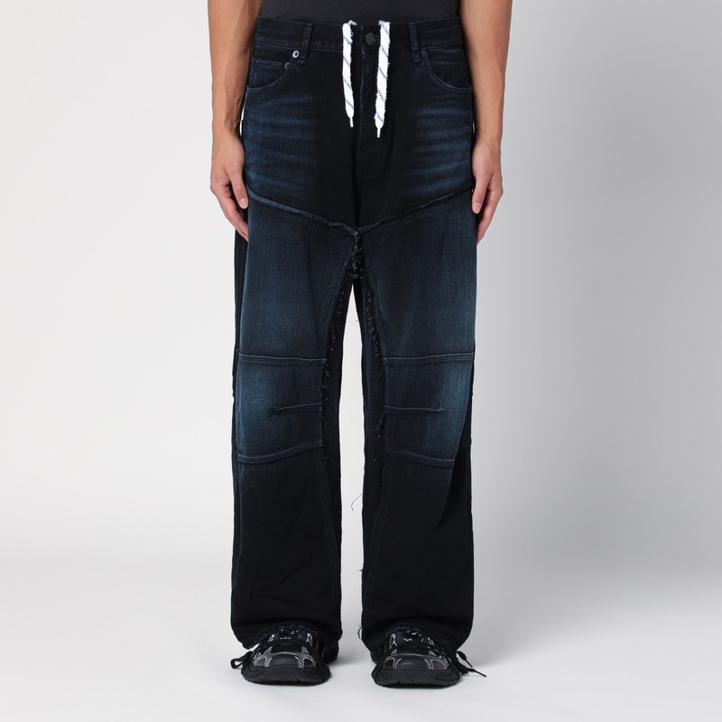 Dark blue denim double-knee trousers - 1