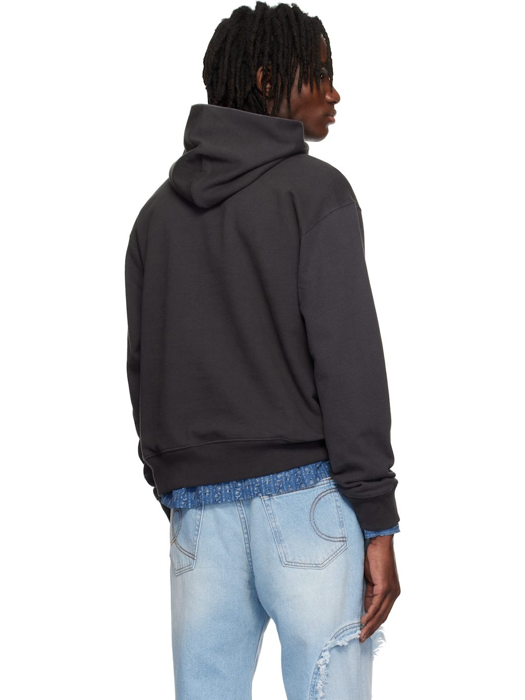 Gray Hand-Embroidered Hoodie - 3