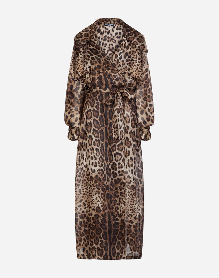 Organza trench coat with leopard print - 3