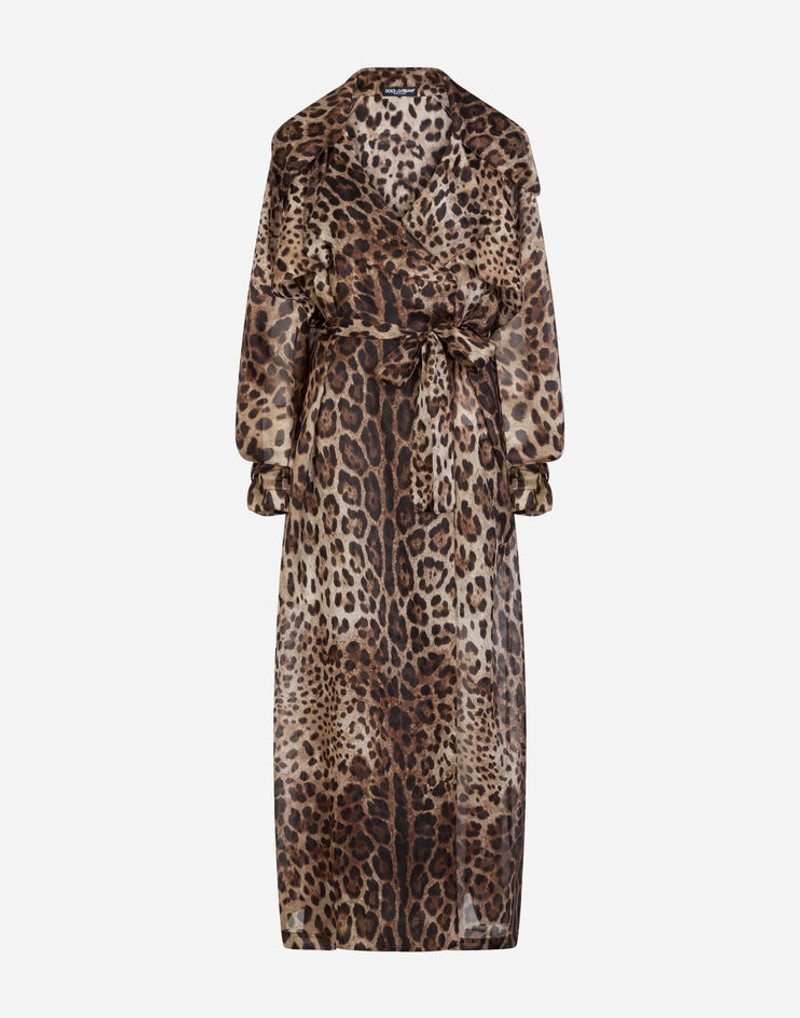 Organza trench coat with leopard print 1