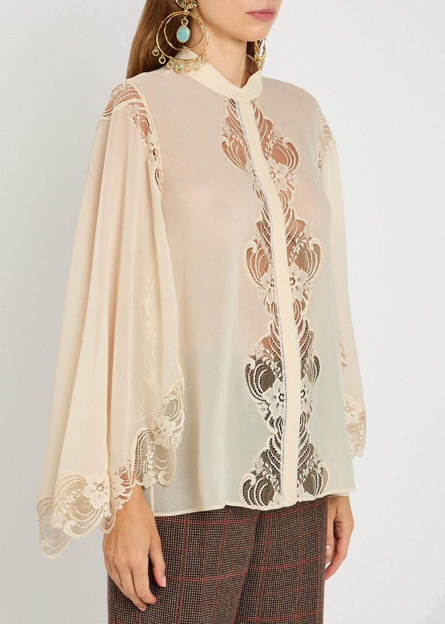 Chloe Lace-embellished Silk-georgette Blouse - 2