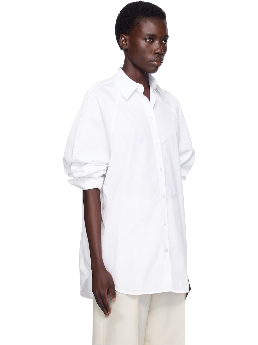 White Raw Raglan Shirt - 2