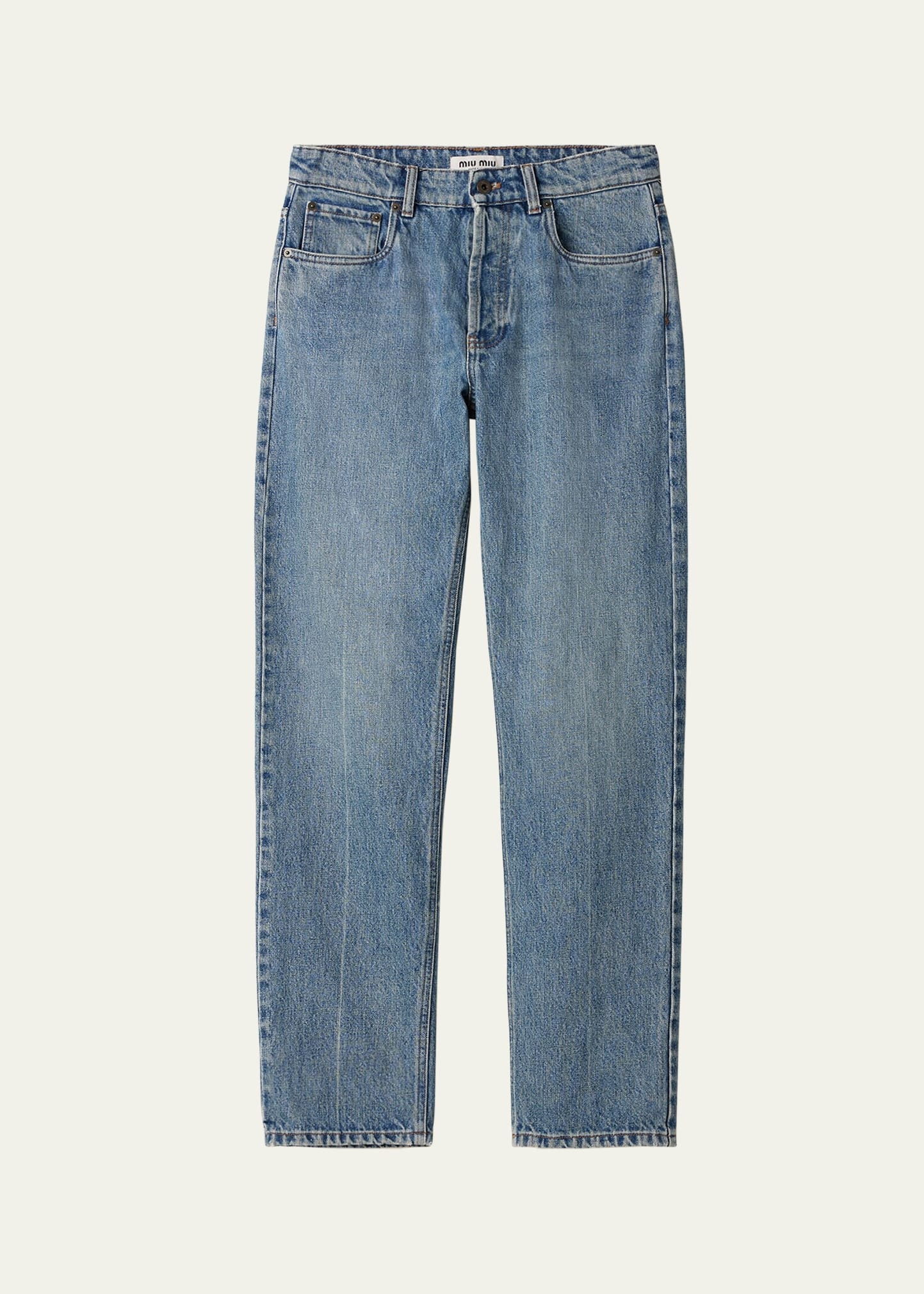 Mid-Rise Straight-Leg Jeans - 1
