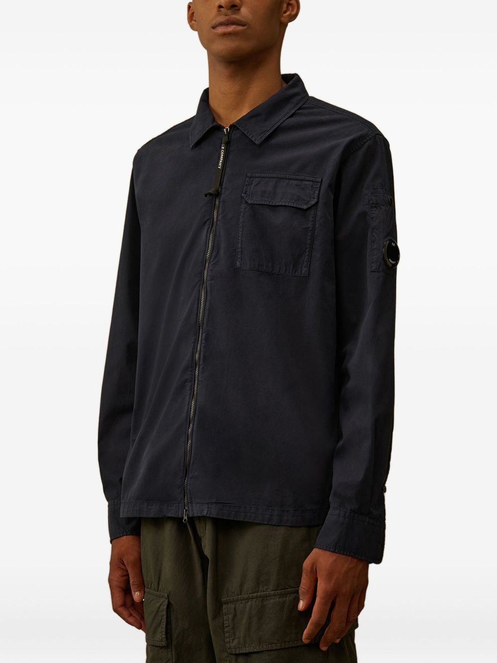 zip-pocket cotton overshirt - 3