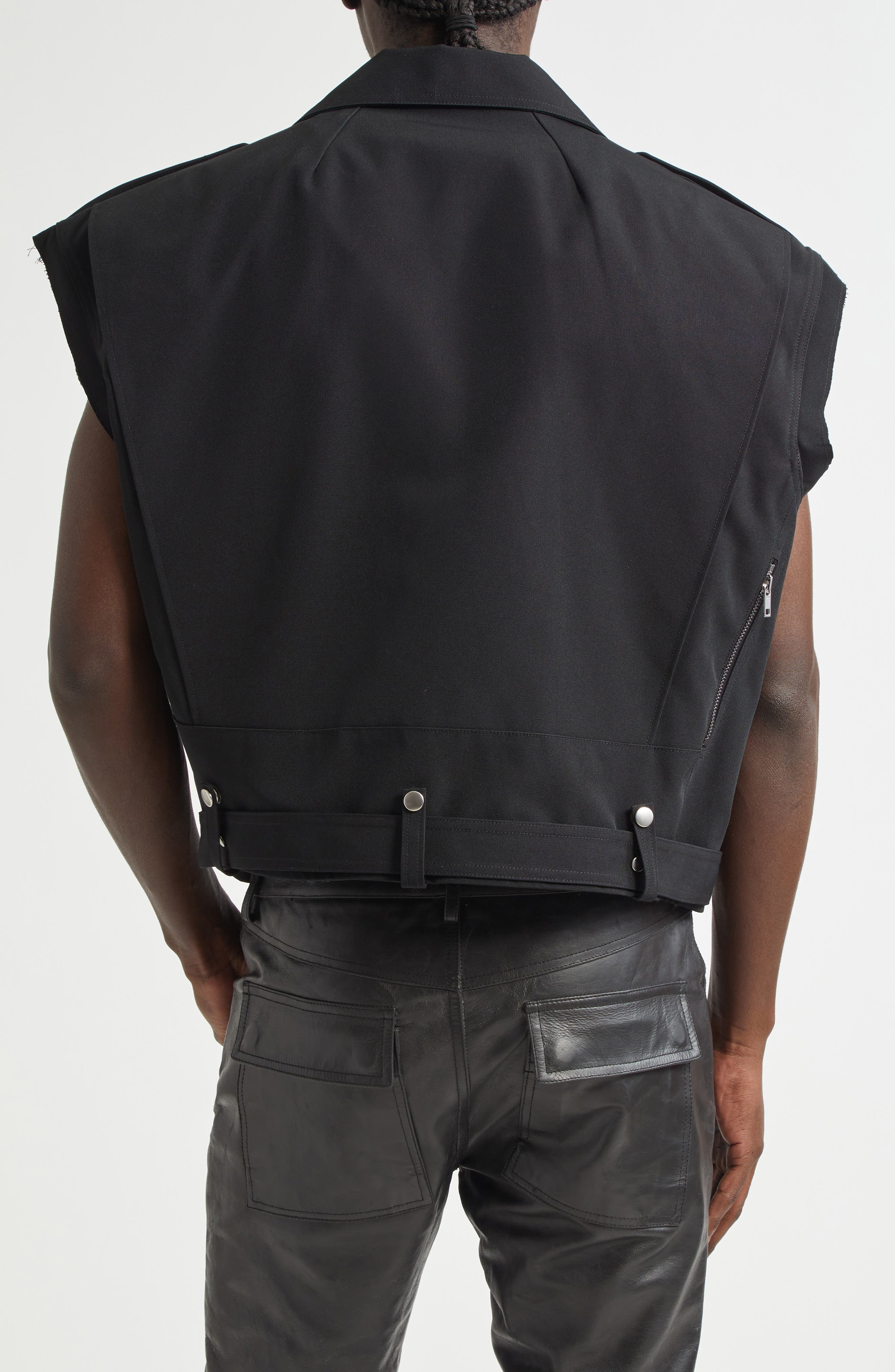Rick Owens Giacca Bauhaus Stooges Sleeveless Crop Moto Jacket in Black at Nordstrom - 2