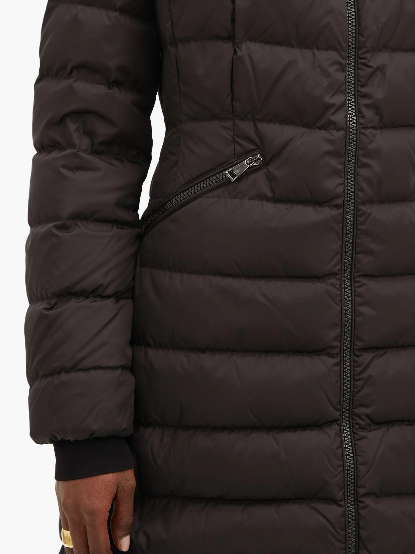 Flammette zip-away hood quilted down coat - 4