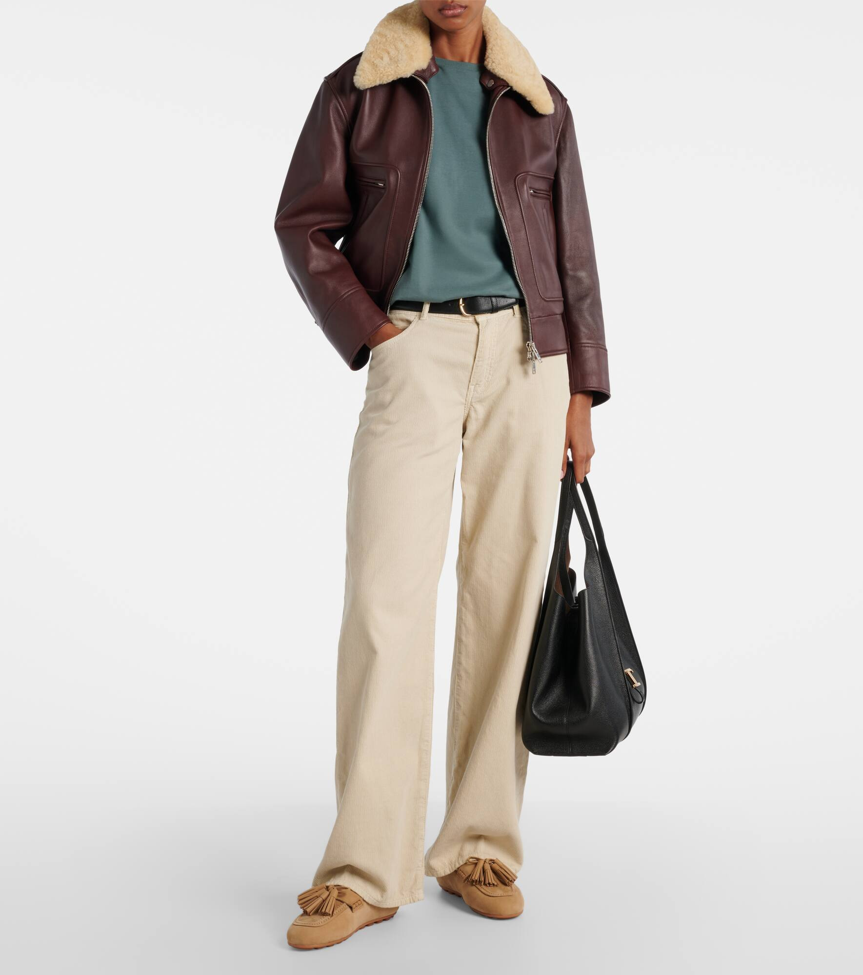 Hogan H693 shearling-lined leather mules - 3