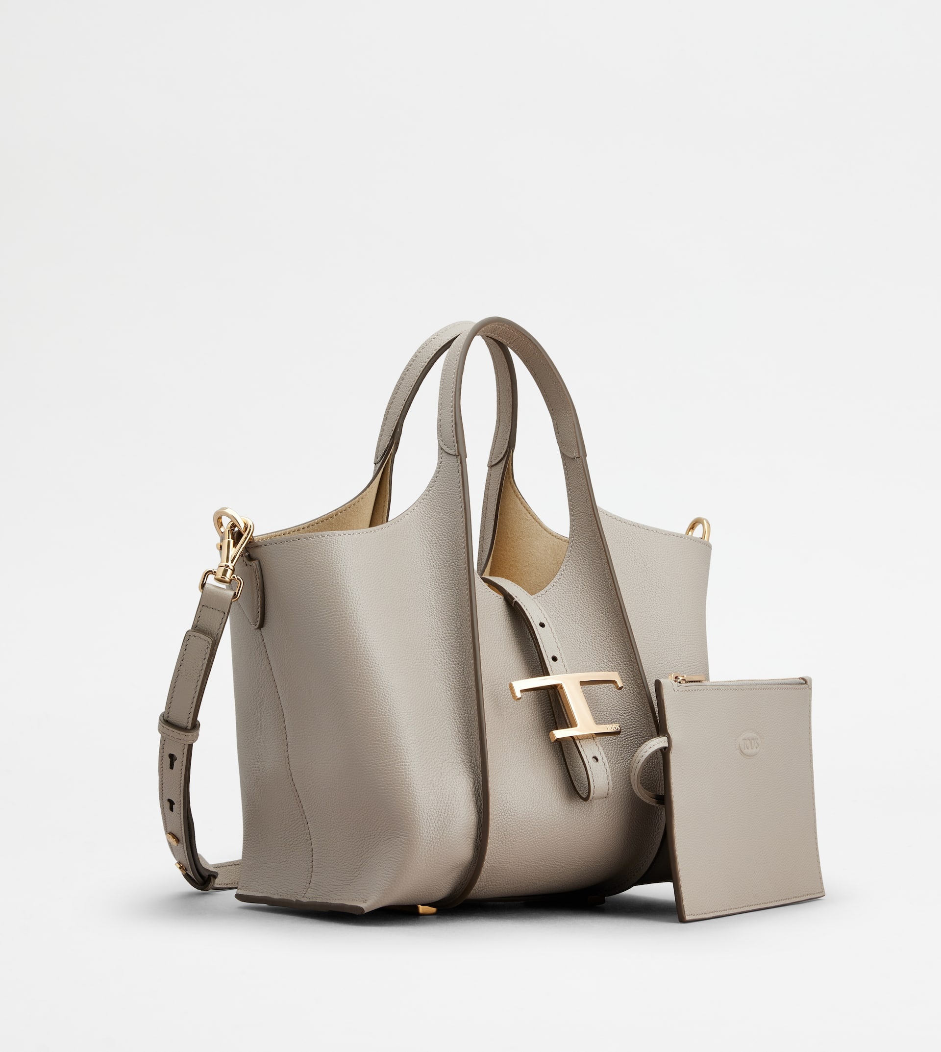 T TIMELESS SHOPPING BAG IN LEATHER MINI - GREY - 2